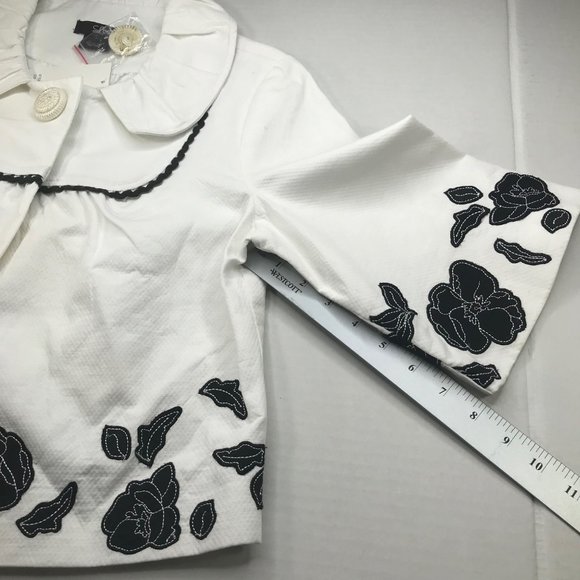 Luii Women's Jacket Small White Black Floral Accents New With Tags - Picture 14 of 16